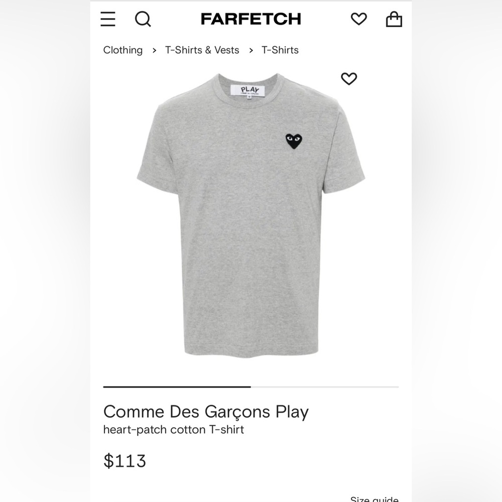 Comme Des Garçons Play T-shirt, Grey, M